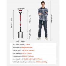 4 Tines Garden Fork Fiberglass Handle 45 in Digging Spading Pitchfork Heavy Duty