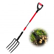 4 Tines Garden Fork Fiberglass Handle 45 in Digging Spading Pitchfork Heavy Duty