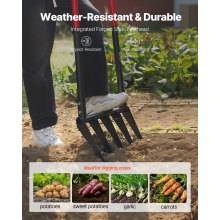 5 Tine Broad Fork Tool Heavy Duty U-Shaped Pitch Fork for Gardening Spading