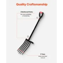 VEVOR 5 Tines Garden Fork Metal Handle 41 in Spading Pitchfork Y Grip Heavy Duty