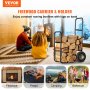 VEVOR Firewood Cart, 220 lbs Weight Capacity, Wood Carrier with Wheels, Binding Rope and Water-proof Tarp, Utility Log Rack for Storage and Move, Dolly Hauler for Indoor and Outdoor Fireplace, Black