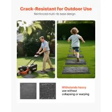 Decorative Stepping Stones with Stakes 16Pcs 15.5x15.5 in Walkway Pavers Grey