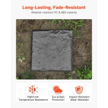Decorative Stepping Stones with Stakes 4Pcs 15.5x15.5 in Walkway Pavers Grey