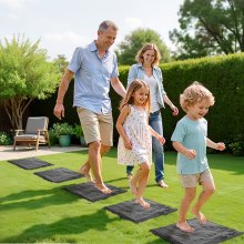 Decorative Stepping Stones with Stakes 4Pcs 15.5x15.5 in Walkway Pavers Grey