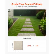 Decorative Stepping Stones with Stakes 4Pcs 15.5x15.5 in Walkway Pavers Beige