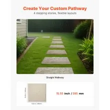 Decorative Stepping Stones with Stakes 4Pcs 15.5x15.5 in Walkway Pavers Beige