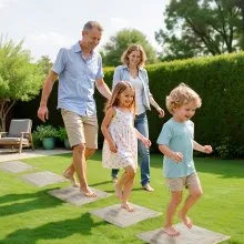 Decorative Stepping Stones with Stakes 8Pcs 15.5x15.5 in Walkway Pavers Beige