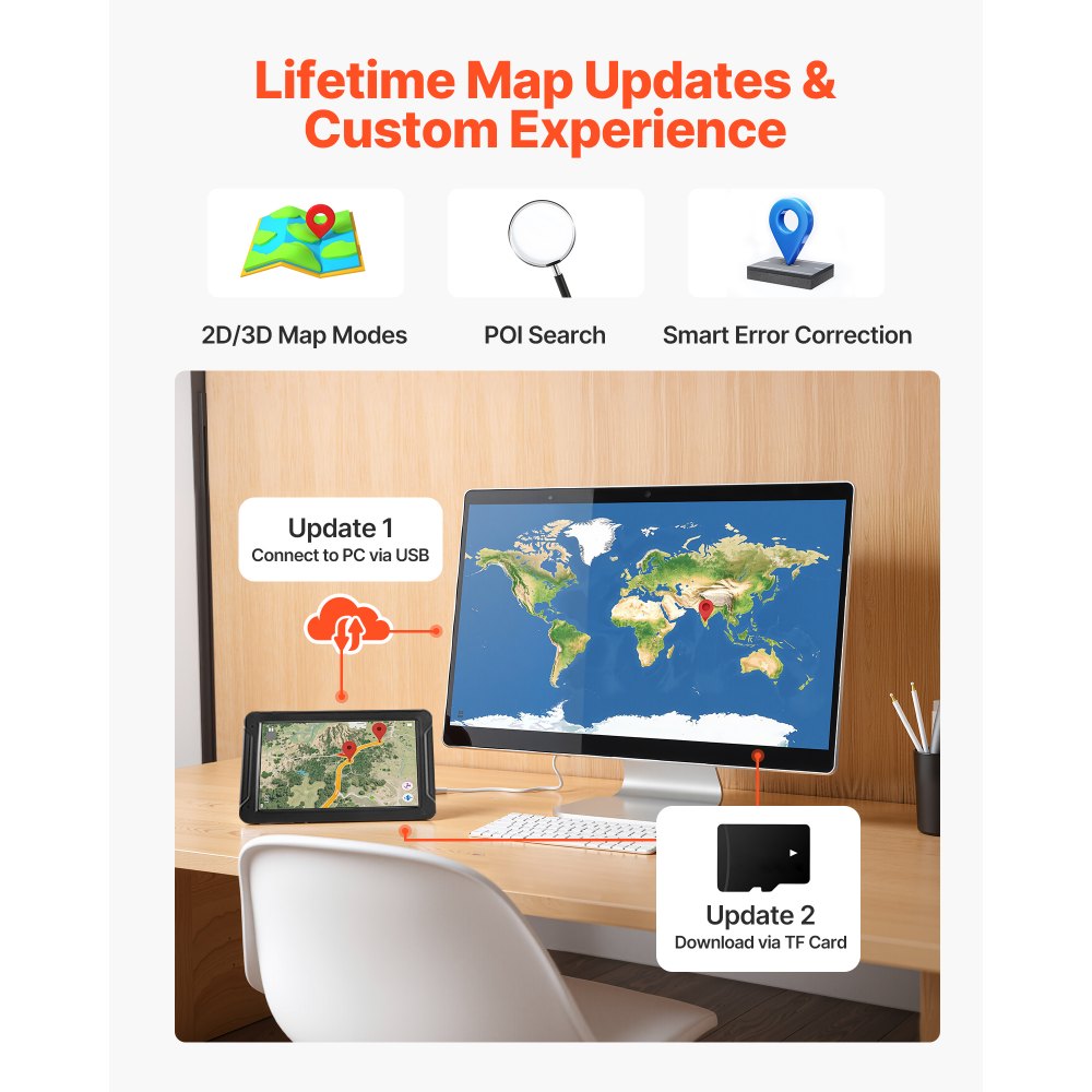 VEVOR GPS Navigator for Car, 9 inch Touch Screen 16GB GPS Navigation System with Lifetime Map Updates, Voice Turn-by-Turn Guidance, Speed and Red Light Warning, Custom Truck Routing, for Car Truck RV