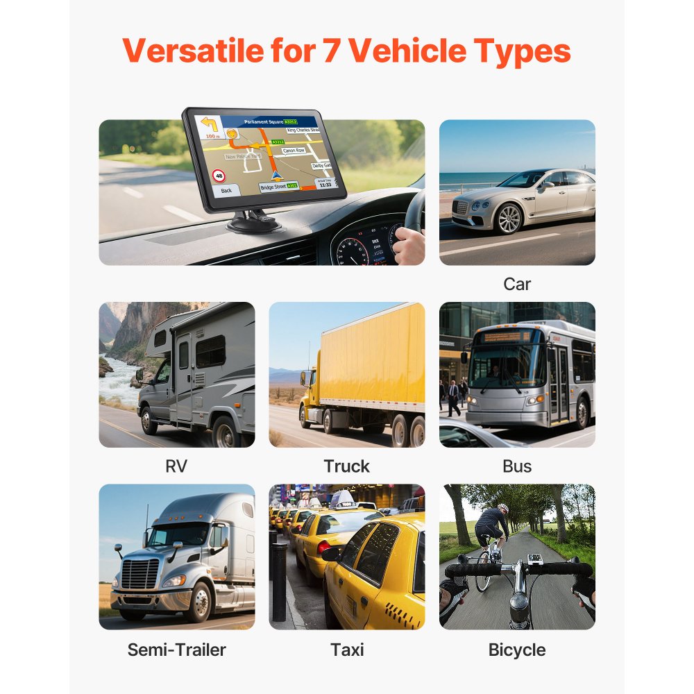 VEVOR GPS Navigator for Car, 9 inch Touch Screen 16GB GPS Navigation System with Lifetime Map Updates, Voice Turn-by-Turn Guidance, Speed and Red Light Warning, Custom Truck Routing, for Car Truck RV