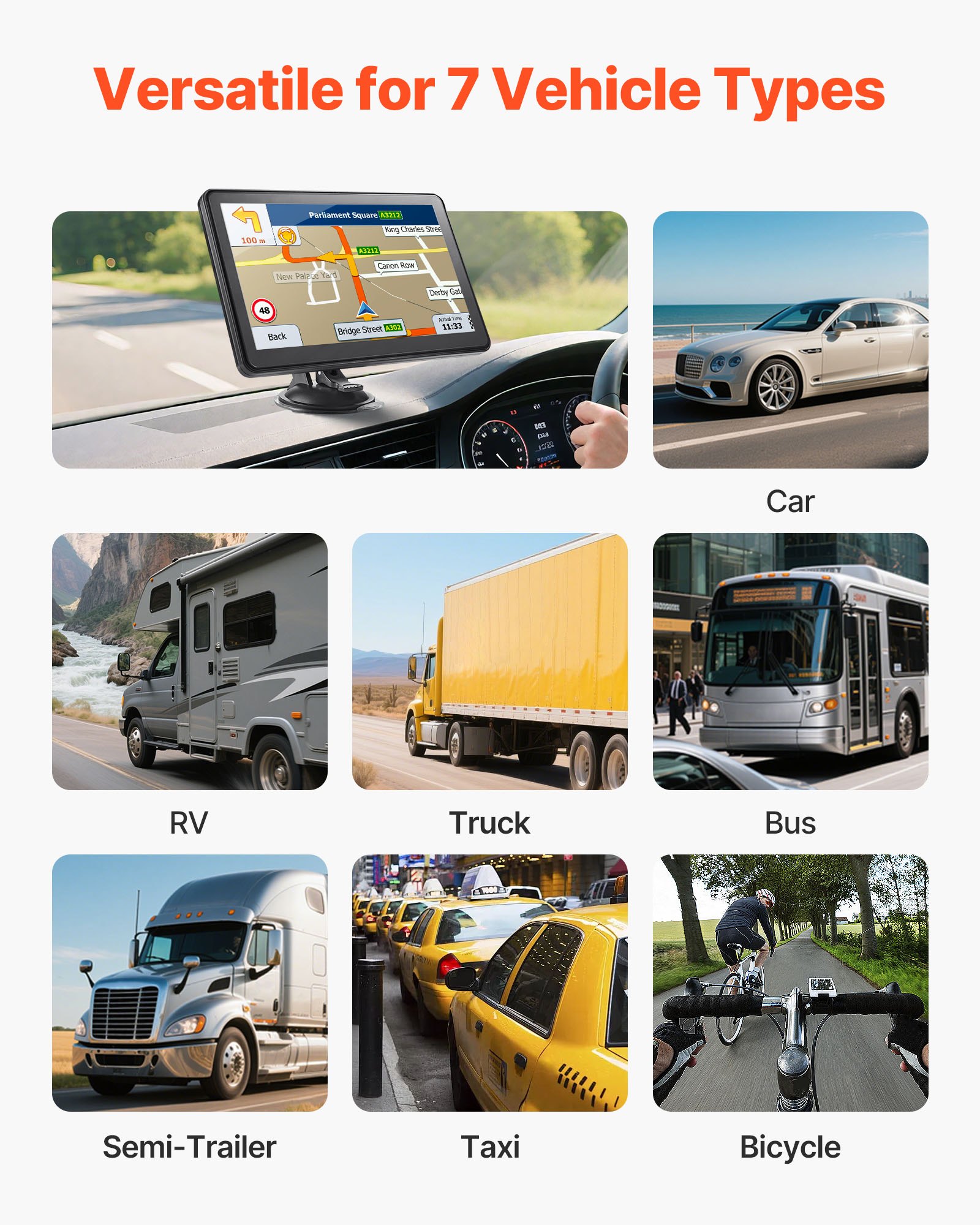 VEVOR GPS Navigator for Car, 9 inch Touch Screen 16GB GPS Navigation System with Lifetime Map Updates, Voice Turn-by-Turn Guidance, Speed and Red Light Warning, Custom Truck Routing, for Car Truck RV