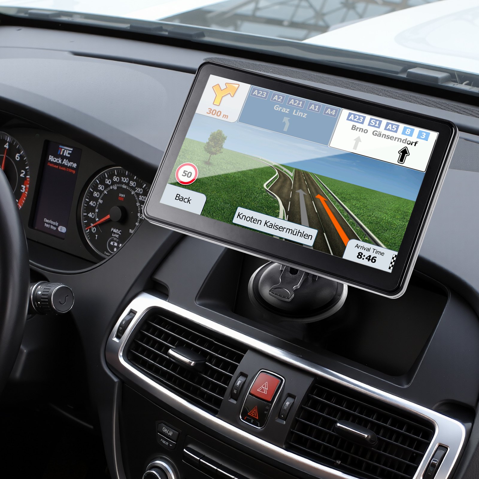 VEVOR GPS Navigator for Car, 9 inch Touch Screen 16GB GPS Navigation System with Lifetime Map Updates, Voice Turn-by-Turn Guidance, Speed and Red Light Warning, Custom Truck Routing, for Car Truck RV