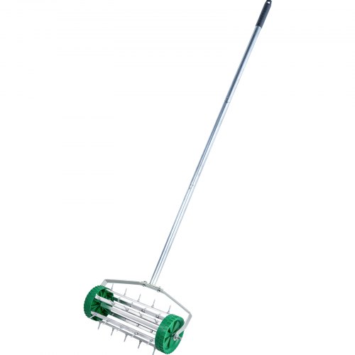 VEVOR Rolling Lawn, 51" L x 18" W, Steel Push Roller with Adjustable Handle, Grass Tool with Tine Spikes, Aeration Machine for Garden, Yard, Cropland to Loose Soil, Green