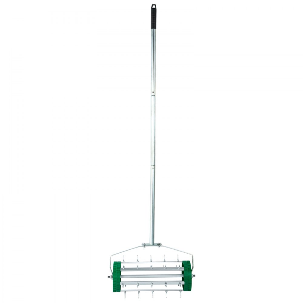 VEVOR Rolling Lawn, 51" L x 18" W, Steel Push Roller with Adjustable Handle, Grass Tool with Tine Spikes, Aeration Machine for Garden, Yard, Cropland to Loose Soil, Green