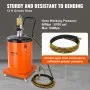 VEVOR Grease Pump, 40L Capacity, Air Operated Grease Pump with 3.88 m High Pressure Hose and Grease Gun, Pneumatic Grease Bucket Pump with Wheels, Portable Lubrication Grease Pump 50:1 Pressure Ratio