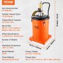 VEVOR Grease Pump, 10.5 Gallon 40L Air Operated Grease Pump with 13 ft High Pressure Hose and Grease Gun, Pneumatic Grease Bucket Pump with Wheels, Portable Lubrication Grease Pump 50:1 Pressure Ratio