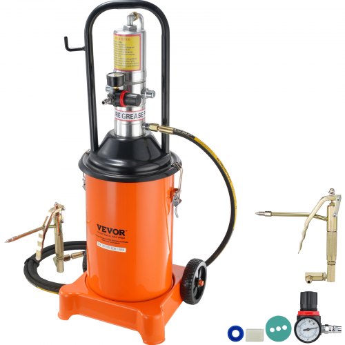 VEVOR 5-Gallon Air Grease Pump With Hose & Gun – Portable Pneumatic Lubricator For Shop Or Field