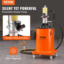 VEVOR Grease Pump, 5 Gallon 20L, Air Operated Grease Pump with 13 ft High Pressure Hose and Grease Gun, Pneumatic Grease Bucket Pump with Wheels, Portable Lubrication Grease Pump 50:1 Pressure Ratio