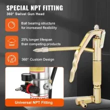 VEVOR Grease Pump, 5 Gallon 20L, Air Operated Grease Pump with 13 ft High Pressure Hose and Grease Gun, Pneumatic Grease Bucket Pump with Wheels, Portable Lubrication Grease Pump 50:1 Pressure Ratio