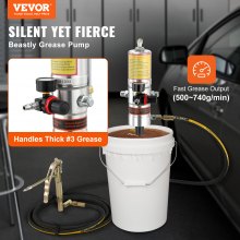 VEVOR Grease Pump, 50:1 Pressure Ratio Air Operated Grease Pump with 3.88 m High Pressure Hose and Grease Gun, Pneumatic Grease Pump, Portable Lubrication Grease Pump with 360° Swivel Grease Gun Head