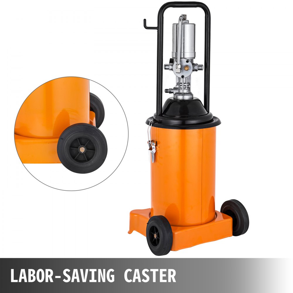 3 Gallon Grease Pump Air Pneumatic 12L Wheels 50:1 Pressure Ratio Spray Gun