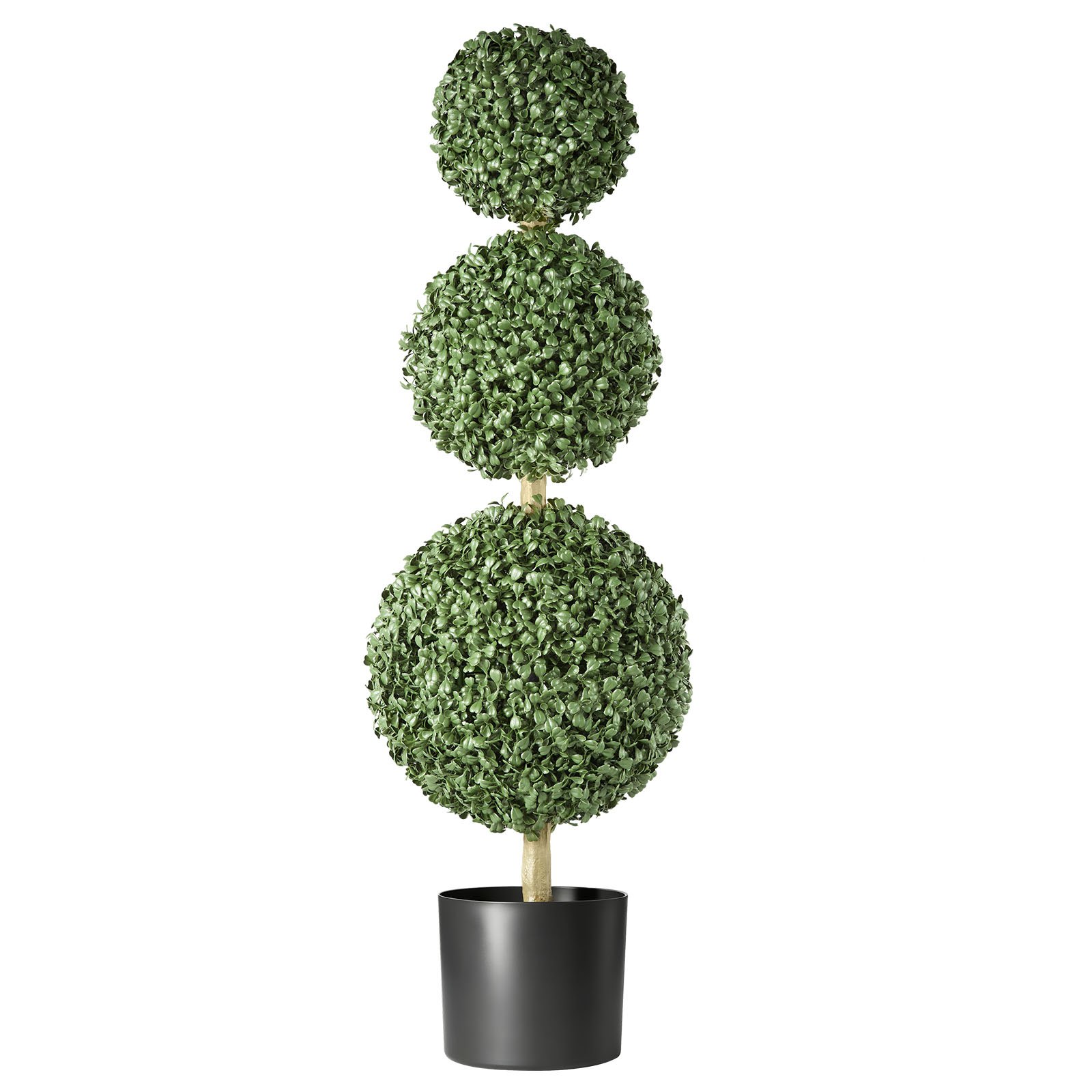 VEVOR Artificial Boxwood Topiary Triple Ball 3 Ft Set of 2 Greenery Decor, Premium PE Fake Trees, Year-Round Indoor & Outdoor Faux Green Plant for Front Door, Entryway, Porch, Balcony, Patio, Garden