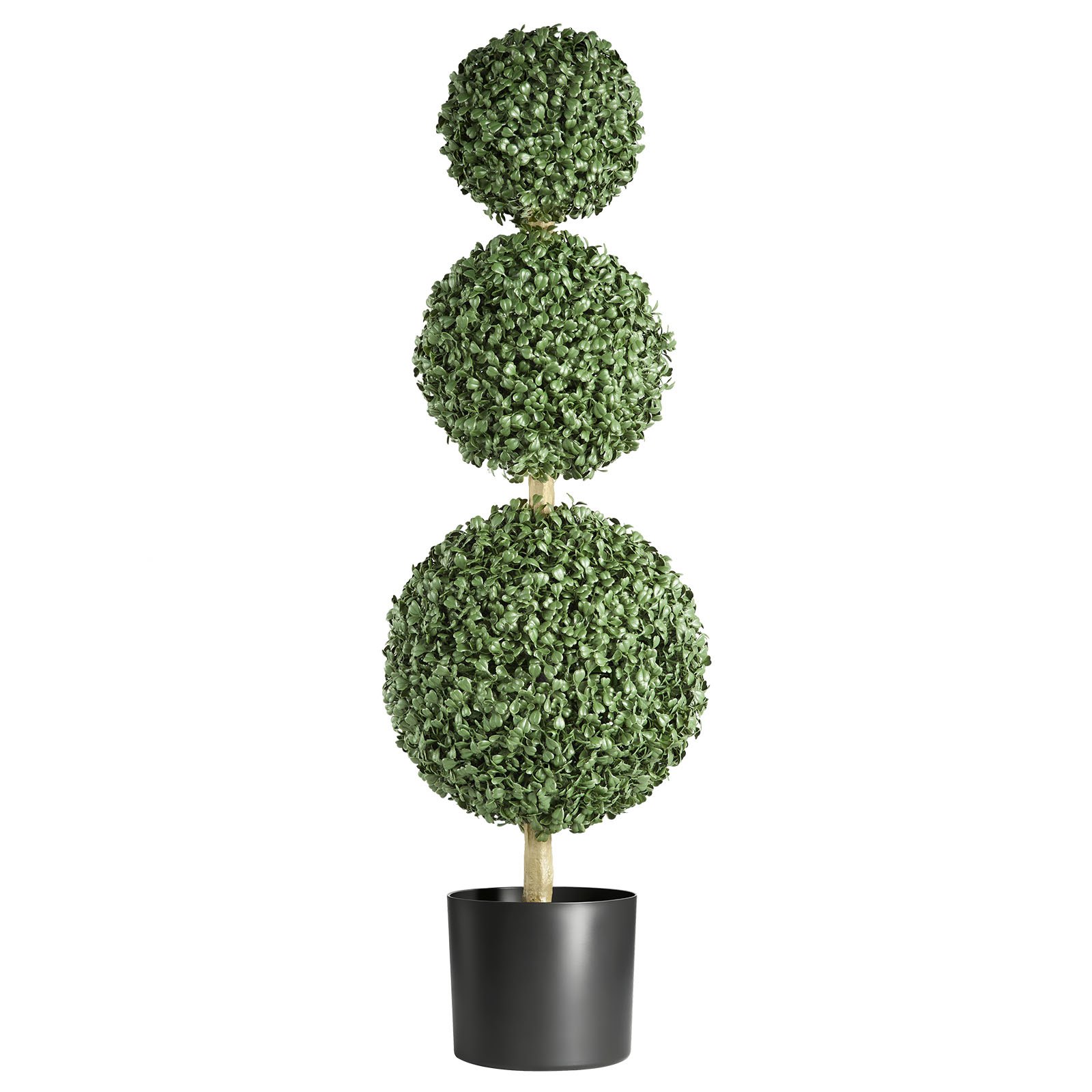 VEVOR Artificial Boxwood Topiary Triple Ball 3 Ft Set of 2 Greenery Decor, Premium PE Fake Trees, Year-Round Indoor & Outdoor Faux Green Plant for Front Door, Entryway, Porch, Balcony, Patio, Garden