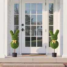 VEVOR Artificial Topiary Bunny-Shape Boxwood Ball, 2 Set 914mm Faux Boxwood Plant Balls, Fake Silk Tree Look Real, Easy Assembly for Decor Front Porch Outdoor Patio Garden Balcony Backyard Indoor