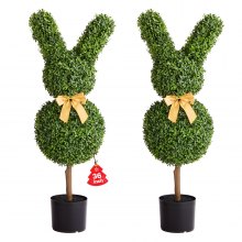 VEVOR Artificial Topiary Bunny-Shape Boxwood Ball, 2 Set 914mm Faux Boxwood Plant Balls, Fake Silk Tree Look Real, Easy Assembly for Decor Front Porch Outdoor Patio Garden Balcony Backyard Indoor