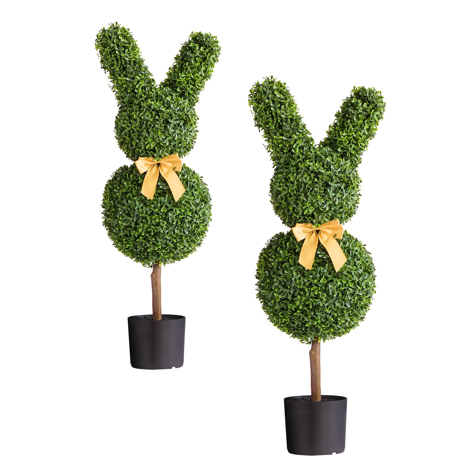 VEVOR Artificial Topiary Bunny-Shape Boxwood Ball, 2 Set 914mm Faux Boxwood Plant Balls, Fake Silk Tree Look Real, Easy Assembly for Decor Front Porch Outdoor Patio Garden Balcony Backyard Indoor