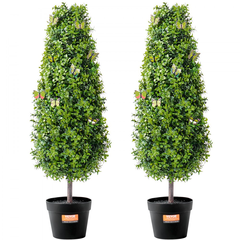 VEVOR 2-pak 3' kunstig buksbom Topiary Tree Faux Plant UV-dekor Inde/Udendørs