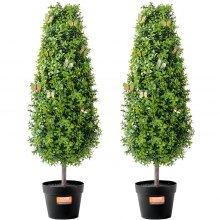 VEVOR 2 Pack 91.4cm Artificial Boxwood Topiary Tree Faux Plant UV Decor In/Outdoor