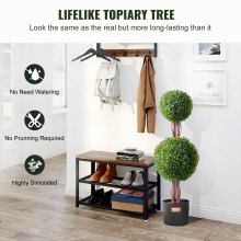 VEVOR 2 Pack 91.4cm Artificial Boxwood Topiary Tree Faux Plant UV Decor In/Outdoor