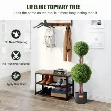 VEVOR 2 Pack 3' Artificial Boxwood Topiary Tree Faux Plant UV Decor In/Outdoor