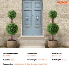 VEVOR 2 Pack 91.4cm Artificial Boxwood Topiary Tree Faux Plant UV Decor In/Outdoor