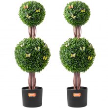 VEVOR 2 Pack 91.4cm Artificial Boxwood Topiary Tree Faux Plant UV Decor In/Outdoor