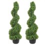 VEVOR mesterséges topiáriumok buxusfák, 4 láb magas (2 darab) kültéri faux topiary növény, egész évben zöld feaux növény, cserélhető levelekkel dekoratív beltéri/kültéri/kert számára
