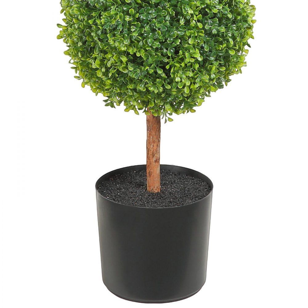 VEVOR Artificial Topiaries Boxwood Trees, 48 inch Tall (2 Pieces), 3 Ball-Shape Faux Topiaries Plant with Planters, Green Feaux Plant w/ Replaceable Leaves & Port for Decorative Indoor/Outdoor/Garden