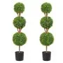 VEVOR Artificial Topiaries Boxwood Trees, 48 inch Tall (2 Pieces), 3 Ball-Shape Faux Topiaries Plant with Planters, Green Feaux Plant w/ Replaceable Leaves & Port for Decorative Indoor/Outdoor/Garden