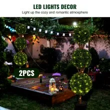 VEVOR Artificial Topiaries Boxwood Trees, 48 inch Tall (2 Pieces), 3 Ball-Shape Faux Topiaries Plant with Planters, Green Feaux Plant w/ Replaceable Leaves & Port for Decorative Indoor/Outdoor/Garden