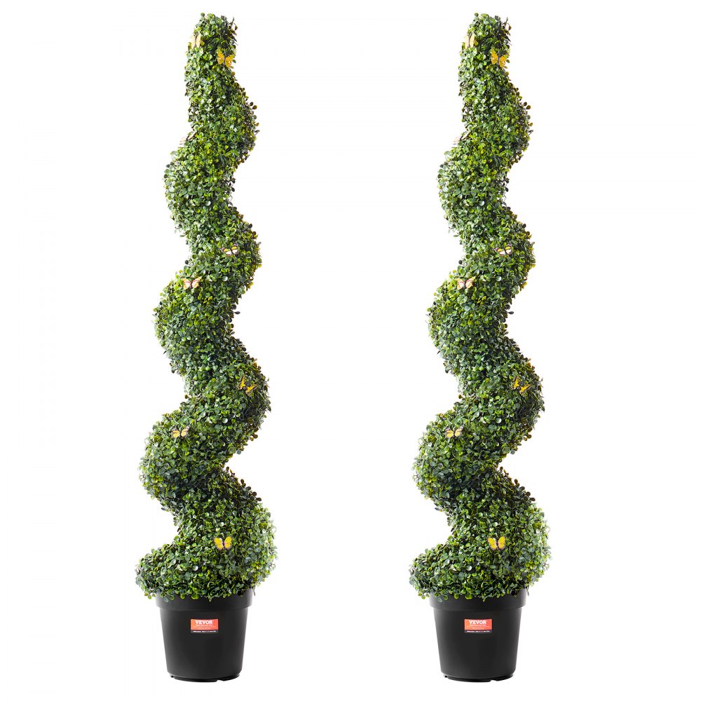 VEVOR 2 Pack 5' Artificial Boxwood Topiary Tree Faux Plant UV Decor In/Outdoor