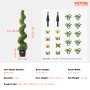 VEVOR Pacote com 2 unidades de 5 pés de buxo artificial Topiary Tree Faux Plant UV Decor In/Outdoor