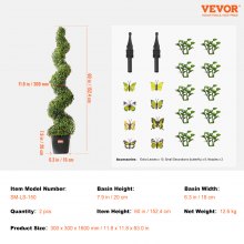 VEVOR 2 Pack 5' Artificial Boxwood Topiary Tree Faux Plant UV Decor In/Outdoor