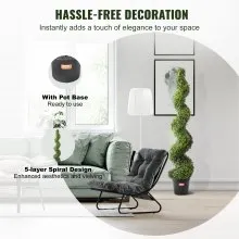 VEVOR Artificial Boxwood Topiary Tree, 60 inch Tall (2 Pieces), Spiral Faux Topiary Trees, Faux Plant w/ Extra Leaves & Pot & Small Decoration, UV Rated Greenery Set for Home Decor Indoor/Outdoor