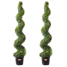 VEVOR Artificial Boxwood Topiary Tree, 1524mm Tall (2 Pieces), Spiral Faux Topiary Trees, Faux Plant w/ Extra Leaves & Pot & Small Decoration, UV Rated Greenery Set for Home Decor Indoor/Outdoor