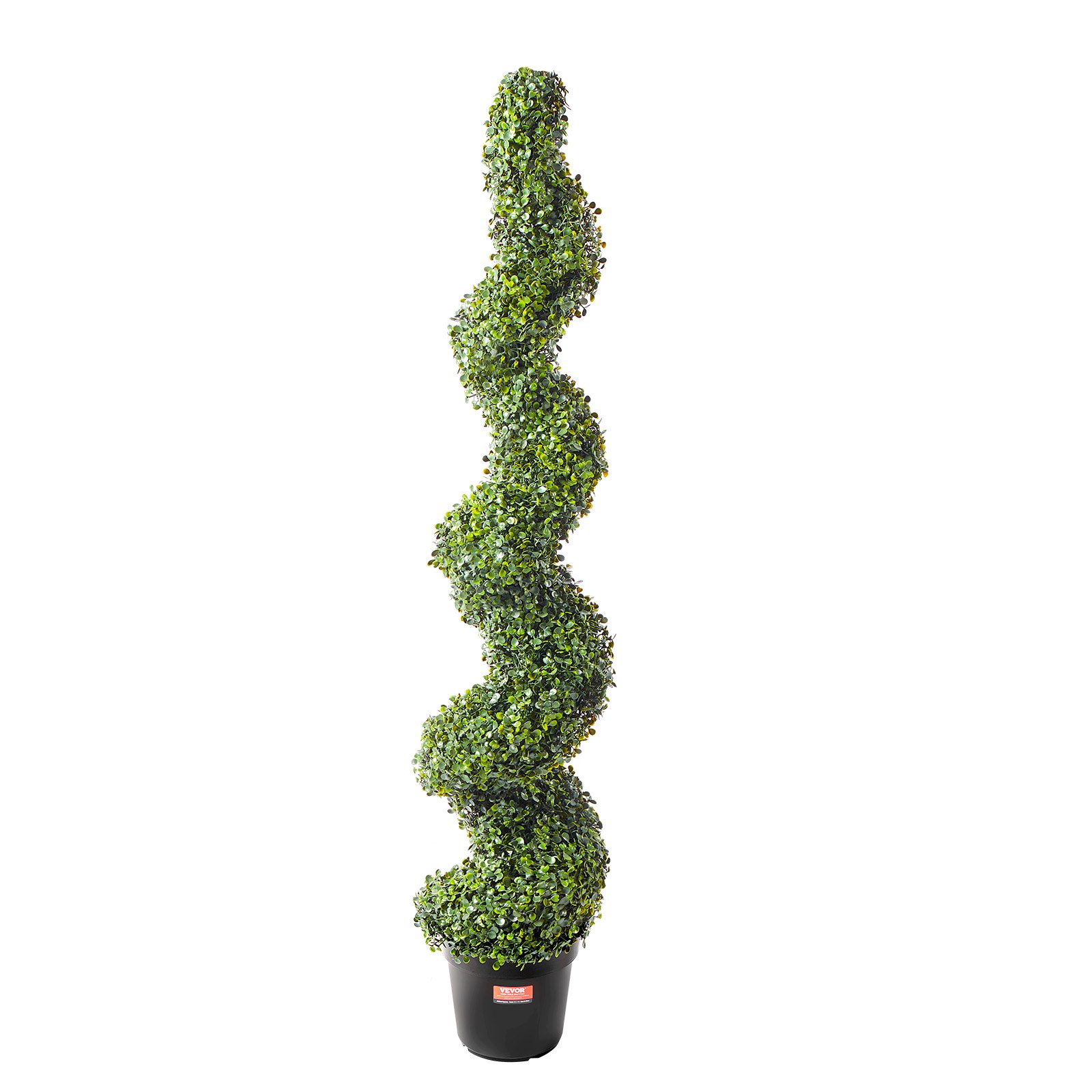 VEVOR Artificial Boxwood Topiary Tree, 1524mm Tall (2 Pieces), Spiral Faux Topiary Trees, Faux Plant w/ Extra Leaves & Pot & Small Decoration, UV Rated Greenery Set for Home Decor Indoor/Outdoor