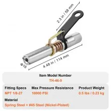 VEVOR Grease Gun Coupler, 10000 PSI High Pressure, 6-Jaw Locking, Quick Release Grease Gun Tip with Hose/Zerk Fittings Cleaner, Compatible with All Grease Guns 1/8" NPT Grease Fittings for Automobiles