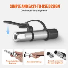 VEVOR Grease Gun Coupler, 10000 PSI High Pressure, 3-Jaw Locking, Quick Release Grease Gun Tip with Hose/Zerk Fittings Cleaner/Extension Needles, Compatible with All Grease Guns 1/8" NPT Fittings