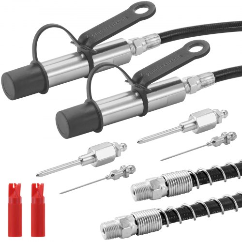 VEVOR Grease Gun Coupler 2 PCS, 10000 PSI High Pressure, 3-Jaw Locking Quick Release Grease Gun Tip with Hose/Cleaner/Extension Needle/Leak-Proof Cap, Compatible with All Grease Guns 1/8" NPT Fittings