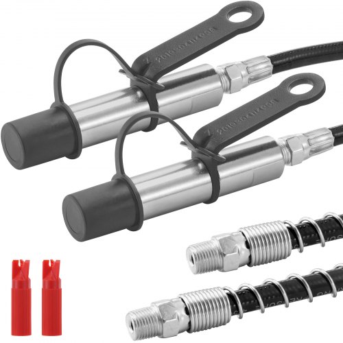 VEVOR Grease Gun Coupler 2 PCS, 10000 PSI High Pressure, 3-Jaw Locking, Quick Release Grease Gun Tip with Hose/Zerk Fittings Cleaner/Leak-Proof Cap, Compatible with All Grease Guns 1/8" NPT Fittings