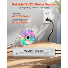 LED Driver 300W 12V DC Low Voltage Transformer Waterproof IP67 Power Supply